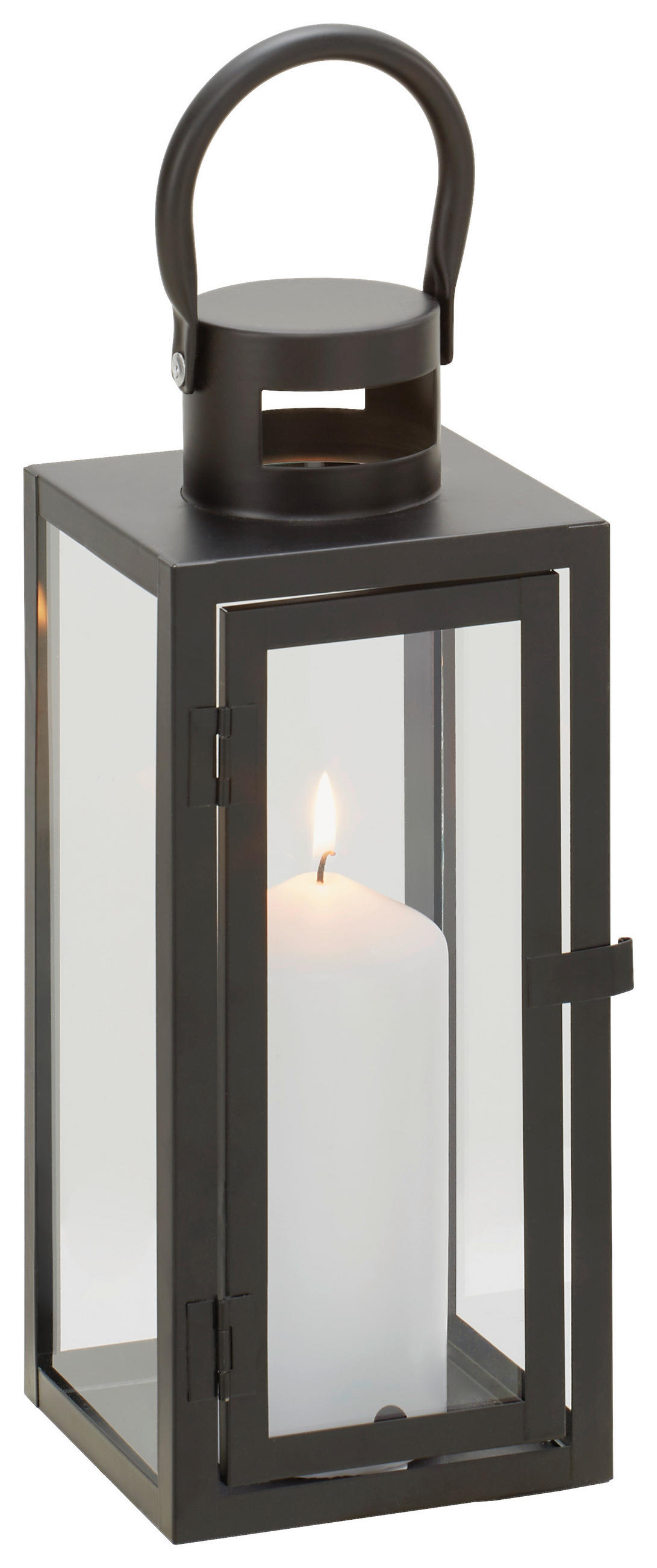 LATERNE - Schwarz, Basics, Glas/Metall (11,5/30/12,5cm) - Ambia Home