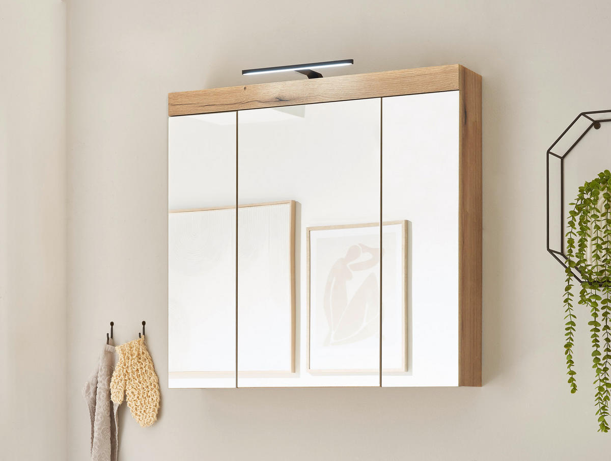SPIEGELSCHRANK 80/77/17 cm  - Eichefarben, Basics, Glas/Holzwerkstoff (80/77/17cm) - MID.YOU