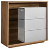 HIGHBOARD Weiss, Eiche Artisan  120/113/42 cm  - Weiss/Silberfarben, Design, Glas/Holzwerkstoff (120/113/42cm) - Stylife