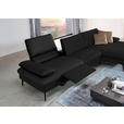 ECKSOFA in Echtleder Schwarz  - Schwarz, Design, Leder/Metall (157/325cm) - Dieter Knoll