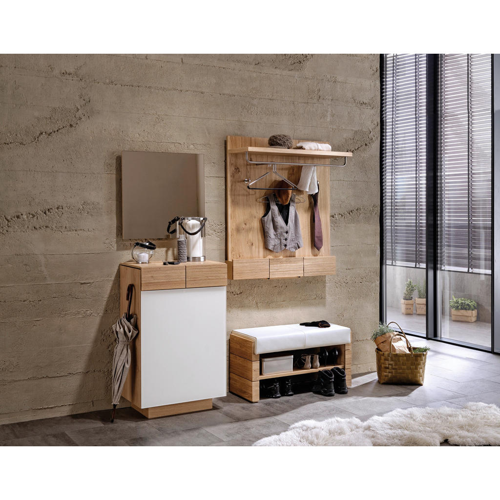 Thumbnail - Voglauer Schuhschrank, Weiß, Eiche, Holz, Glas, Wildeiche, massiv, 3 Fächer, 1 Schubladen, 64x106x42.5 cm, Goldenes M, M...