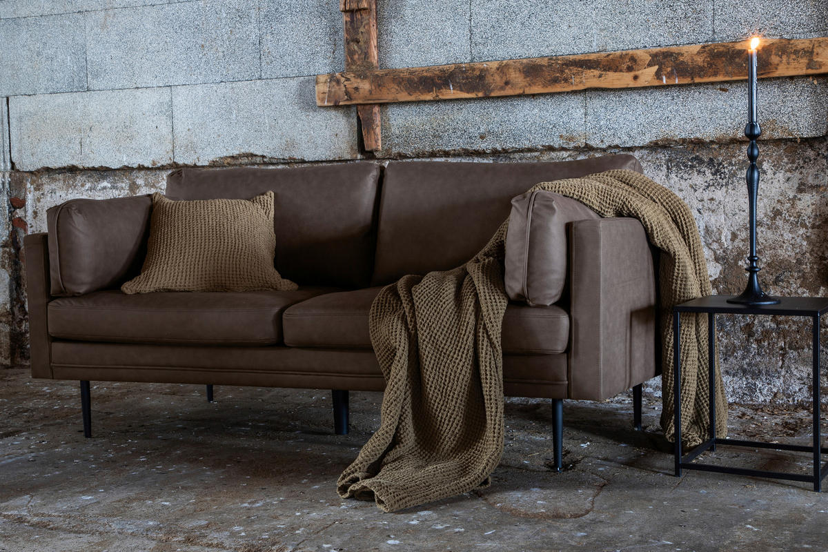 2-SITS SOFFA i metall, textil brun, svart  - brun/svart, Design, metall/textil (203/84/90cm) - Livetastic
