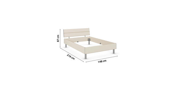BETT 140/200 cm  in Champagner  - Champagner/Alufarben, Design, Holzwerkstoff/Metall (140/200cm) - Carryhome