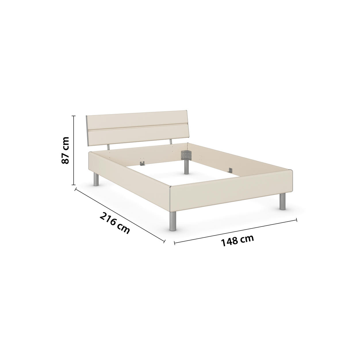 BETT 140/200 cm  in Champagner  - Champagner/Alufarben, Design, Metall (140/200cm) - Carryhome