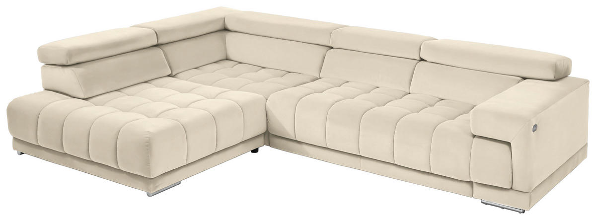 ECKSOFA Naturfarben, Beige Mikrofaser  - Chromfarben/Beige, Design, Textil/Metall (222/326cm) - Beldomo Speed