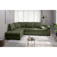 ECKSCHLAFSOFA Alvito Grün Mikrofaser  - Schwarz/Grün, MODERN, Holz/Textil (202/298cm) - MID.YOU
