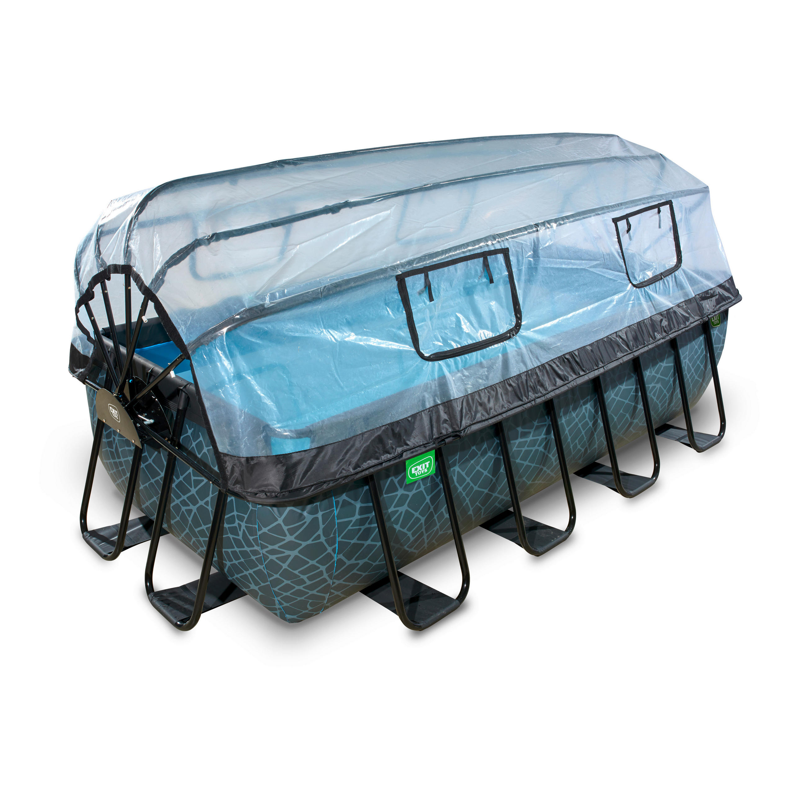 POOL-SET 450/250/181 cm  - Grau, KONVENTIONELL, Kunststoff (450/250/181cm) - EXIT Toys