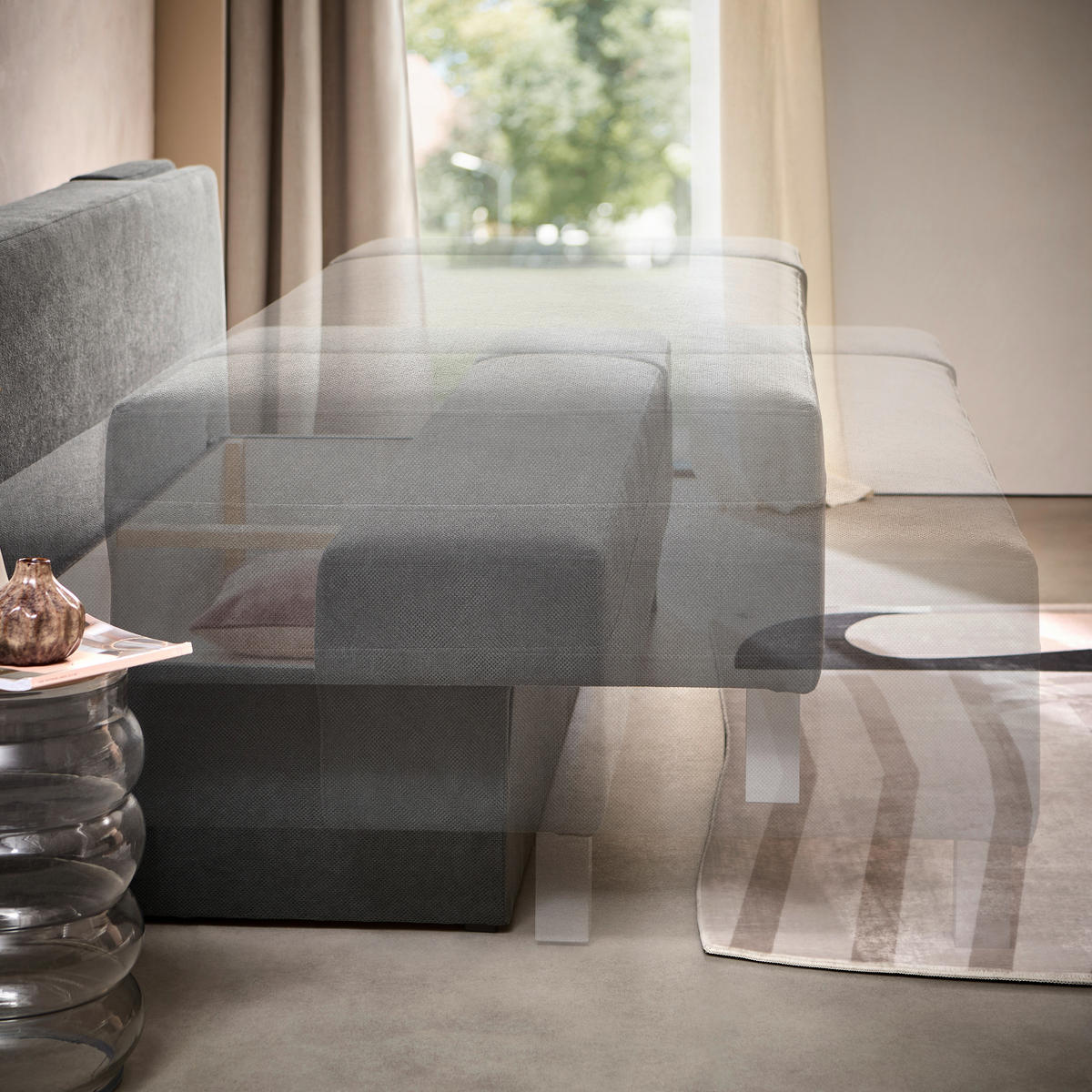 SCHLAFSOFA Flachgewebe Dunkelgrau  - Chromfarben/Dunkelgrau, Design, Holz/Textil (205/77-93/99cm) - Novel