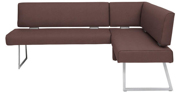 ECKBANK 219/160 cm  in Edelstahlfarben, Dunkelbraun  - Edelstahlfarben/Dunkelbraun, Design, Textil/Metall (219/160cm) - Dieter Knoll