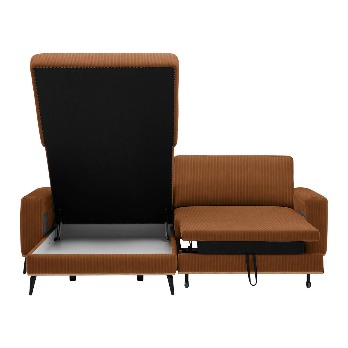 ECKSOFA Chenille, Cord Rostfarben  - Rostfarben/Schwarz, Konventionell, Holz/Textil (167/87/234cm) - MID.YOU