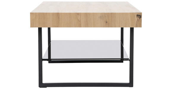 COUCHTISCH in Metall, Glas, Holzwerkstoff 110/60/42,5 cm  - Eichefarben/Schwarz, Design, Glas/Holzwerkstoff (110/60/42,5cm) - Carryhome