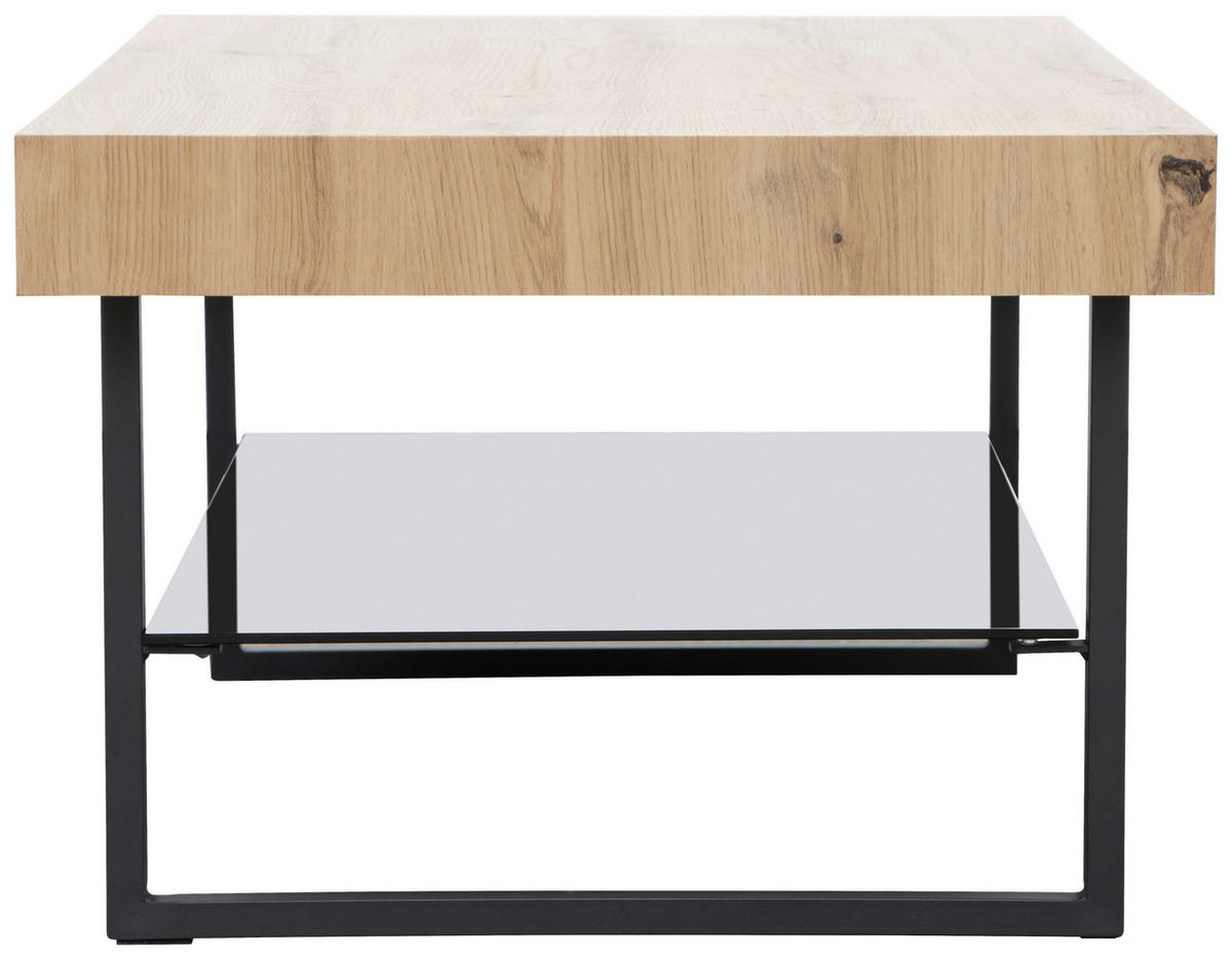 COUCHTISCH ESG 110/60/42,5 cm rechteckig Schwarz, Eichefarben  - Eichefarben/Schwarz, Design, Glas/Holzwerkstoff (110/60/42,5cm) - Carryhome