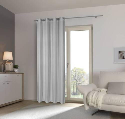 PERDEA CU INELE TIP CAPSĂ opac  - argintiu, Konventionell, textil (140/245cm) - Esposa