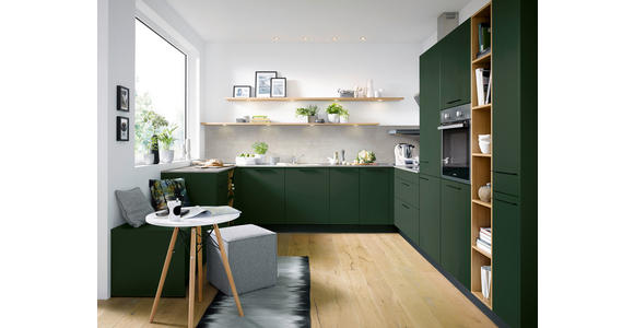 EINBAUKÜCHE   - Dunkelgrün, Design, Holzwerkstoff - Novel