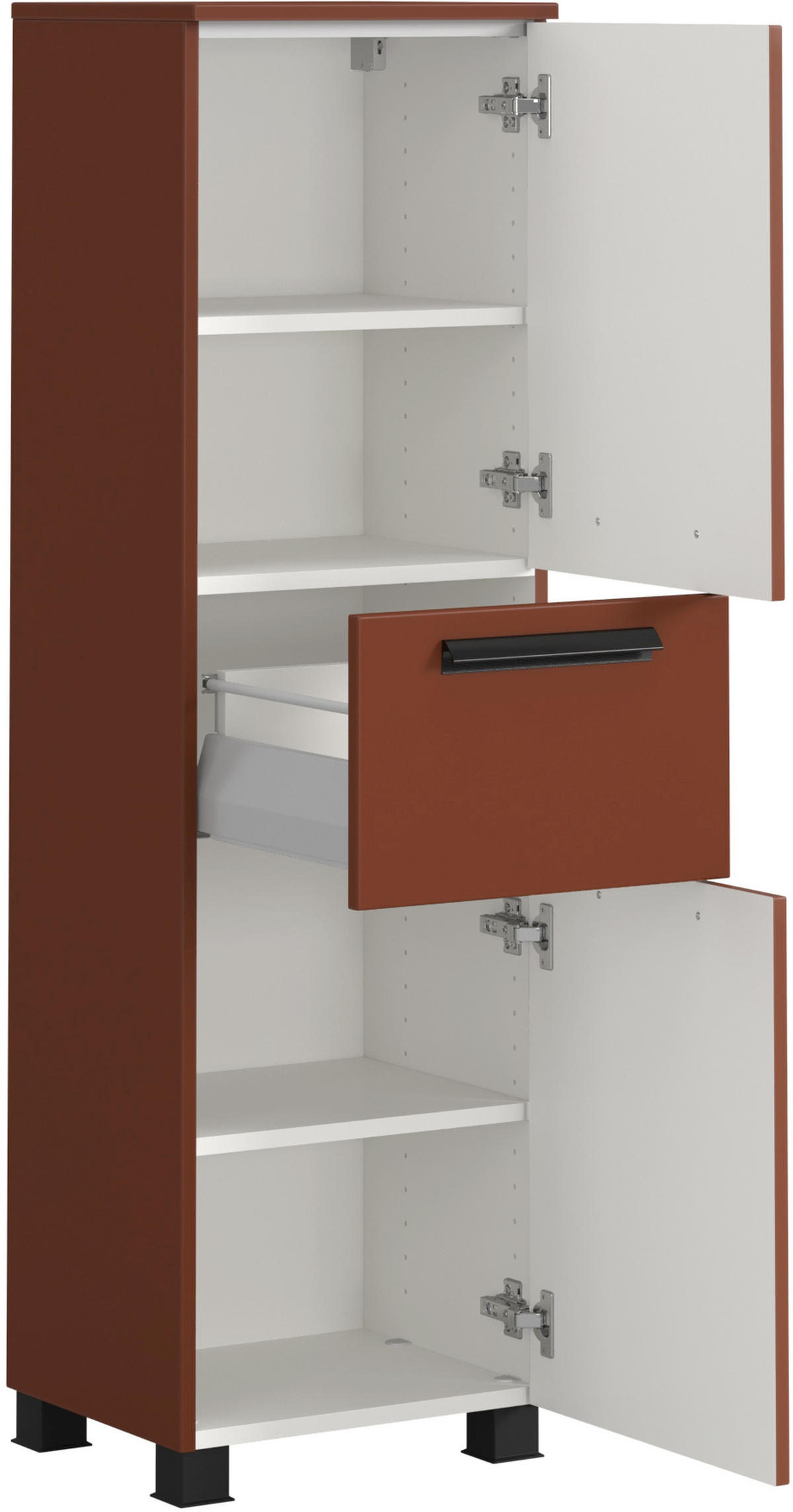 MIDISCHRANK 40/130/35 cm  - Rot/Schwarz, KONVENTIONELL, Holzwerkstoff/Kunststoff (40/130/35cm) - Xora