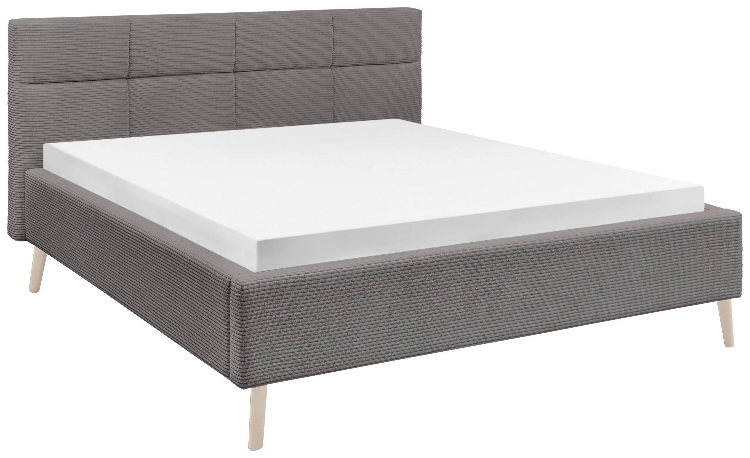 POLSTERBETT 180/200 cm,  in Grau,  - Eichefarben/Grau, KONVENTIONELL, Holz/Textil (180/200cm) - SetOne by Musterring