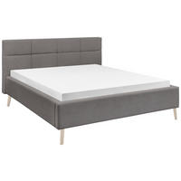 POLSTERBETT 180/200 cm,  in Grau,  - Eichefarben/Grau, KONVENTIONELL, Holz/Textil (180/200cm) - SetOne by Musterring