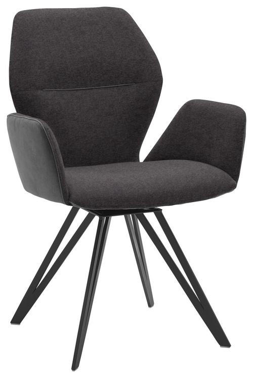 ARMLEHNSTUHL  in Webstoff, Mikrofaser  - Anthrazit/Schwarz, Design, Textil/Metall (62/91/59cm) - Valnatura