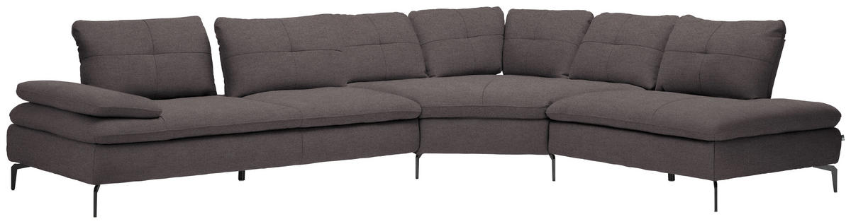 ECKSOFA in Flachgewebe Graphitfarben  344/271 cm  - Schwarz/Graphitfarben, Design, Textil/Metall (344/271cm) - Chilliano