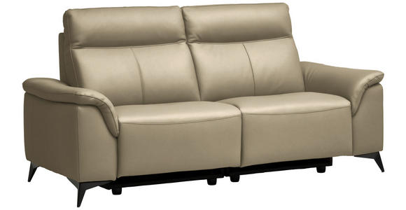 3-SITZER-SOFA  in Echtleder Ecru   - Ecru/Schwarz, Design, Leder/Metall (207/107/98cm) - Belluti