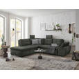 ECKSOFA in Mikrovelours Dunkelgrün  - Dunkelgrün/Schwarz, KONVENTIONELL, Kunststoff/Textil (217/265cm) - Carryhome