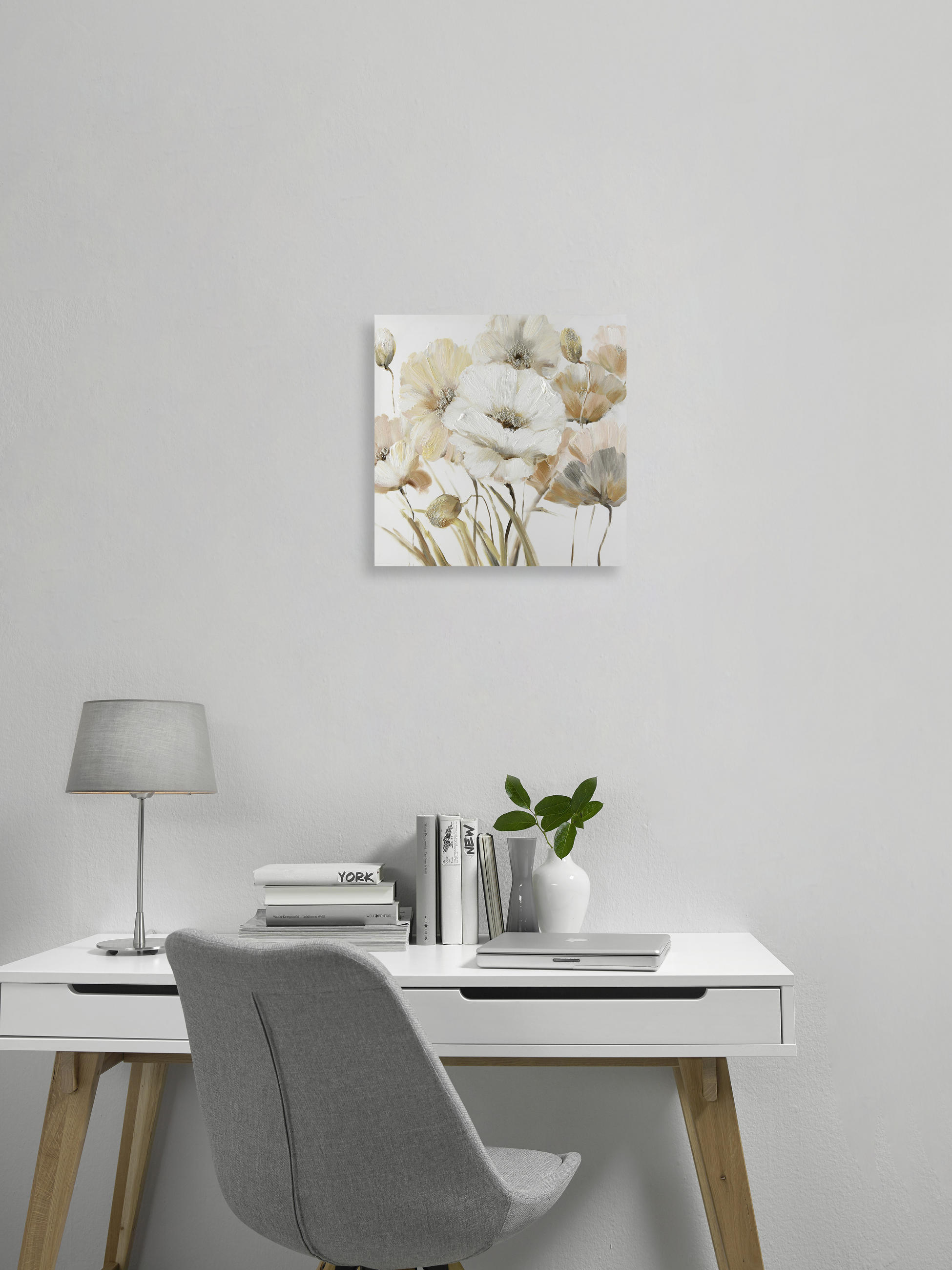 ÖLGEMÄLDE 55/55 cm  - Weiss/Braun, Konventionell, Holz/Textil (55/55cm) - Monee