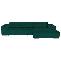 ECKSOFA Grün Velours  - Silberfarben/Grün, KONVENTIONELL, Textil/Metall (307/186cm) - Livetastic