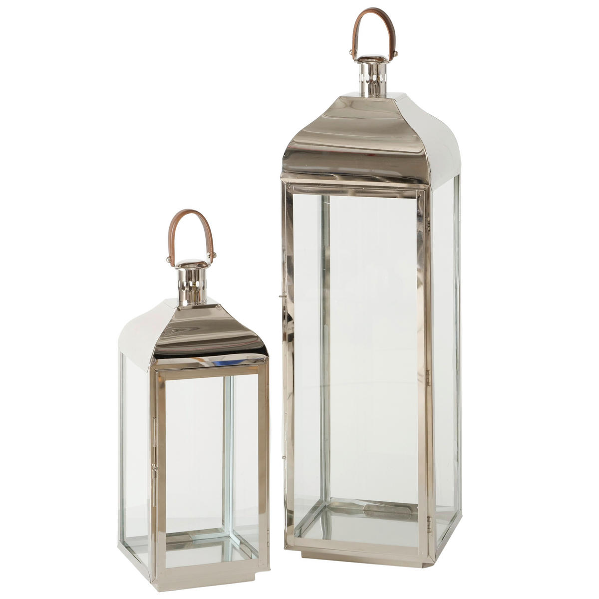 LATERNE - Silberfarben, Basics, Glas/Metall (30/30/100cm)