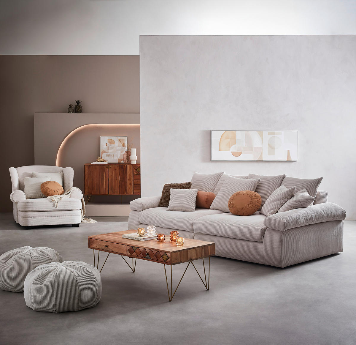 KUNSTDRUCK Abstraktes  - Multicolor/Weiß, Design, Holz/Kunststoff (155/55cm) - Monee