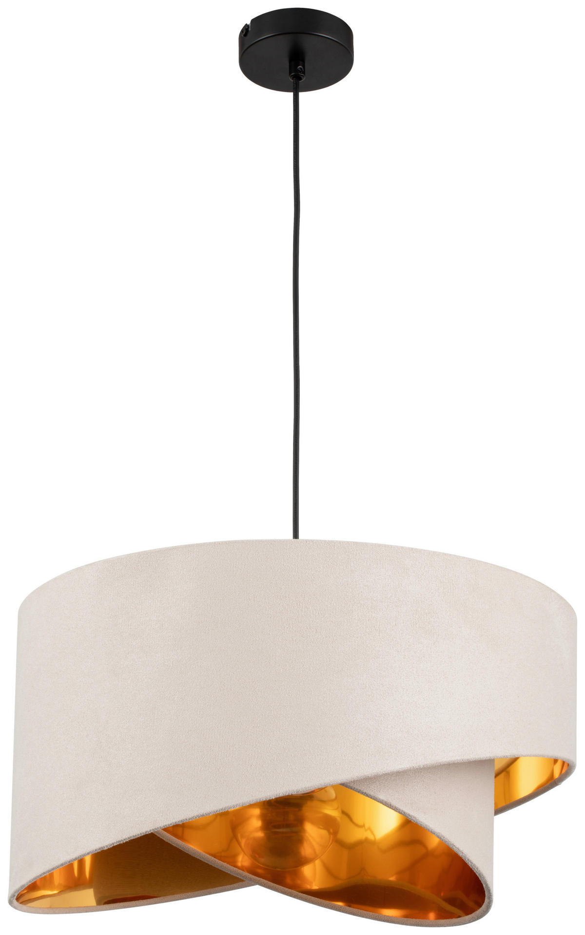 ZÁVĚSNÉ SVÍTIDLO, 45/130 cm  - bílá/barvy zlata, Trend, kov/textil (45/130cm) - Novel