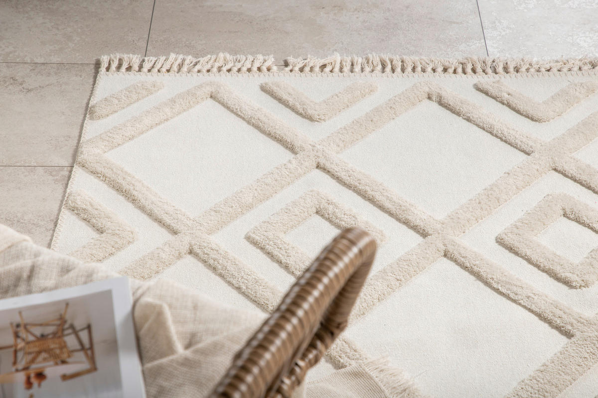 FLACHWEBETEPPICH 160/230 cm Weiß  - Weiß, LIFESTYLE, Textil (160/230cm) - P & B
