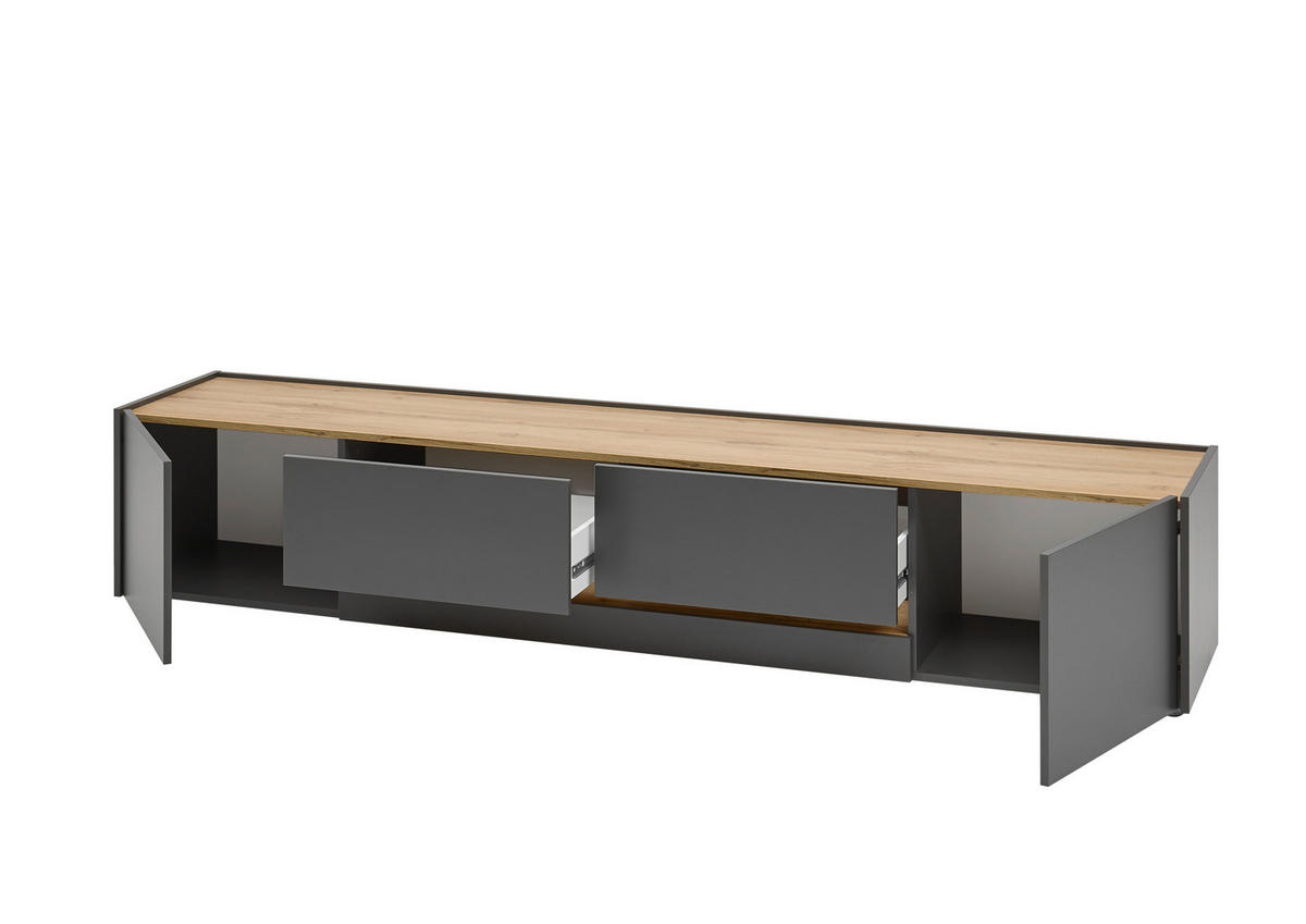 LOWBOARD  223/42/45 cm 2 Schublade(n) Beimöbel erhältlich, stehend  - Anthrazit/Eiche Wotan, Design, Holzwerkstoff/Kunststoff (223/42/45cm) - Modante