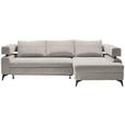 ECKSOFA Beige Chenille  - Beige/Schwarz, KONVENTIONELL, Textil/Metall (265/184cm) - Hom`in