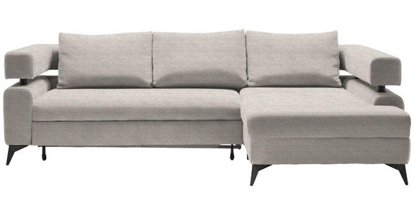 ECKSOFA in Chenille Beige  - Beige/Schwarz, KONVENTIONELL, Textil/Metall (265/184cm) - Hom`in