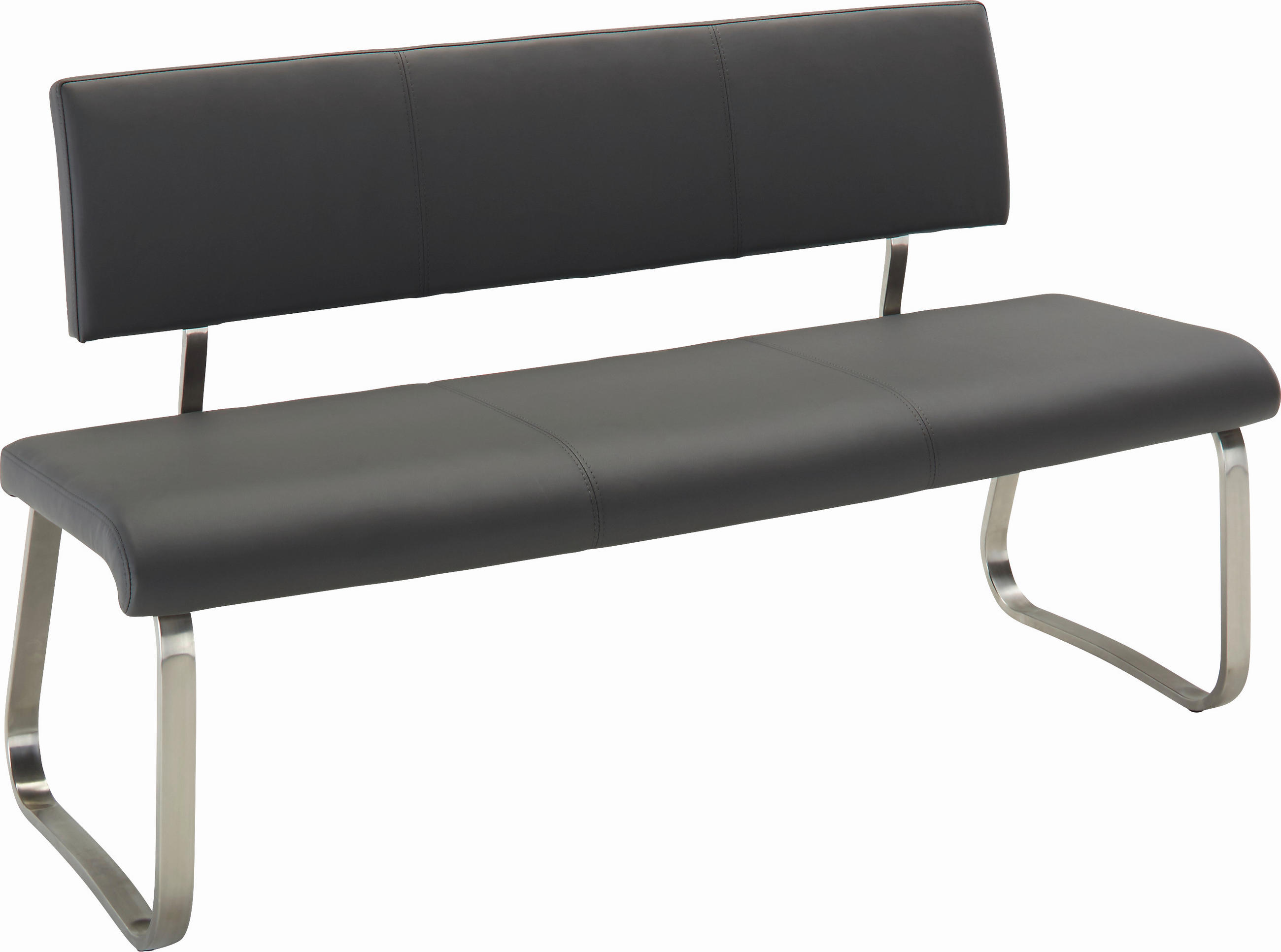 SITZBANK 155/86/59 cm Grau, Edelstahlfarben - Edelstahlfarben/Grau, Design, Kunststoff/Metall (155/86/59cm) - Livetastic