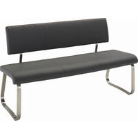 SITZBANK 155/86/59 cm Grau, Edelstahlfarben  - Edelstahlfarben/Grau, Design, Kunststoff/Metall (155/86/59cm) - Livetastic
