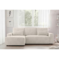 ECKSCHLAFSOFA in Chenille Beige  - Beige/Schwarz, Modern, Kunststoff/Textil (154/247cm) - Livetastic