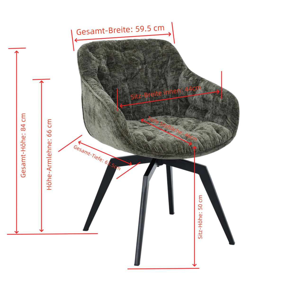 KAROSSZÉK zöld, fekete  - fekete/zöld, Modern, textil/fém (59,5/84/63,5cm) - Livetastic
