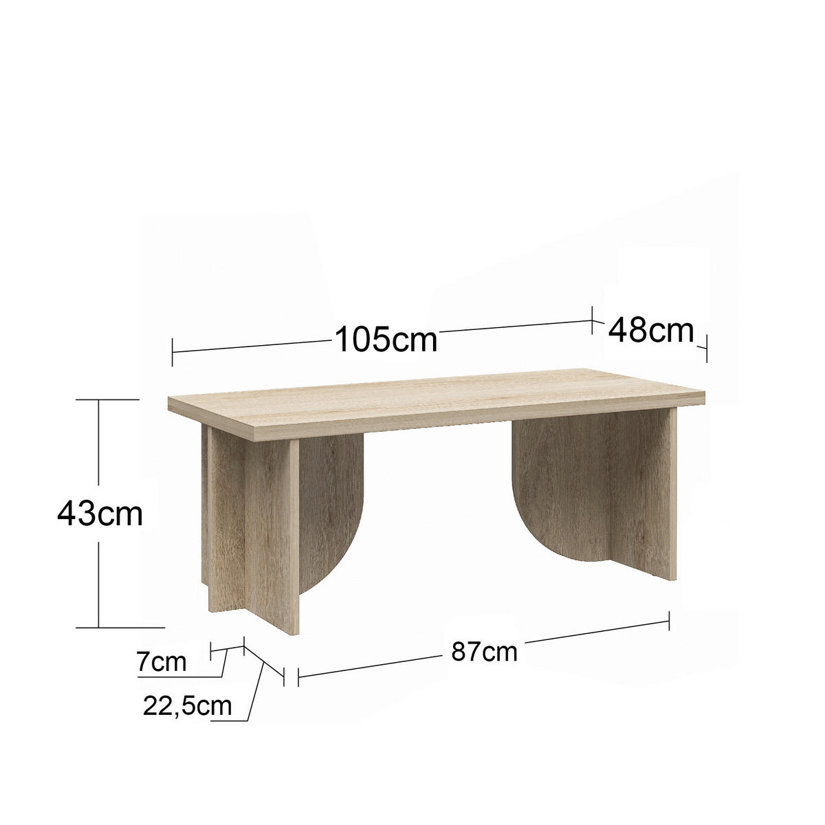 COUCHTISCH in Holzwerkstoff 106/43/48 cm  - Eichefarben, Design, Holzwerkstoff (106/43/48cm) - MID.YOU