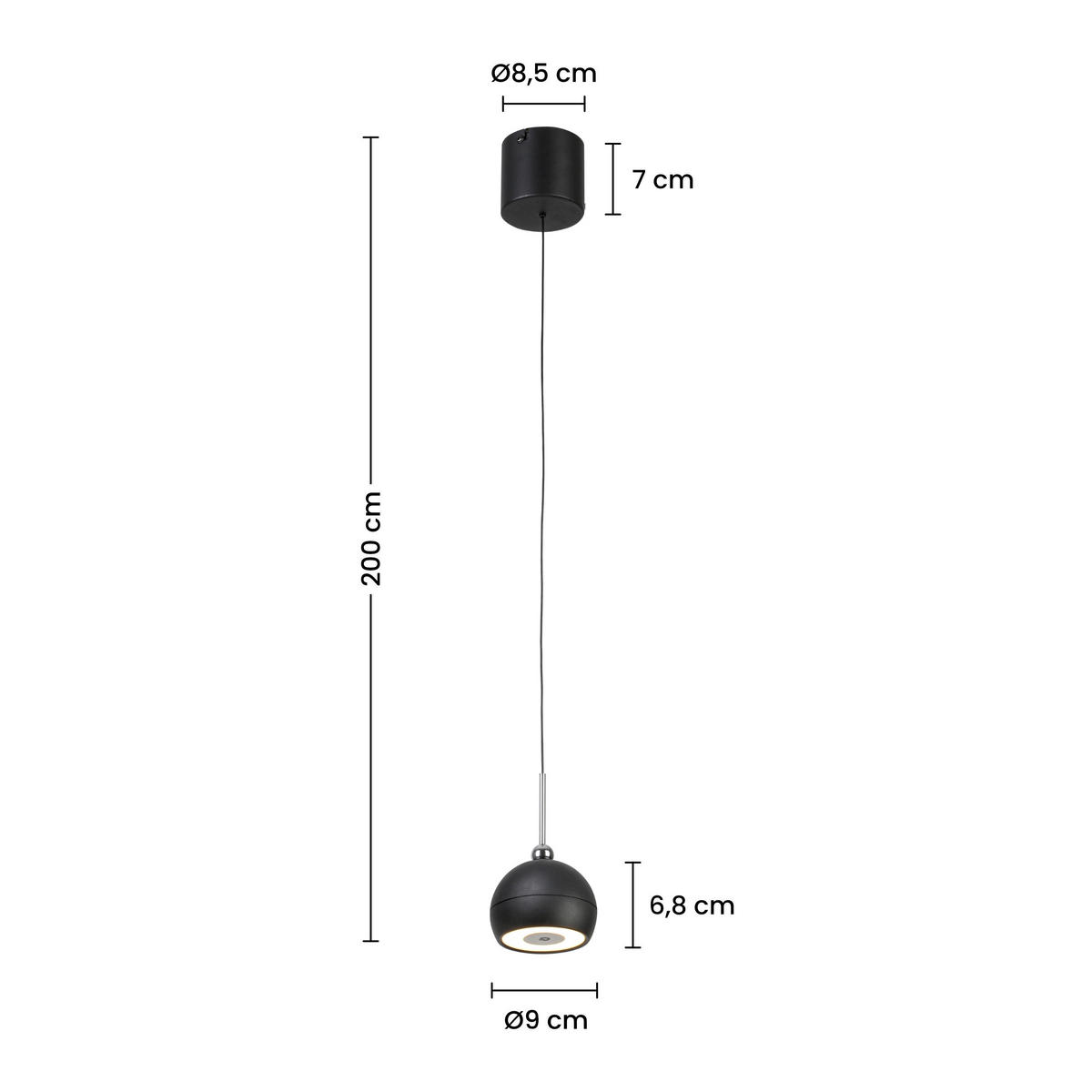 LED-HÄNGELEUCHTE Modula 9/80-200 cm   - Schwarz, LIFESTYLE, Kunststoff/Metall (9/80-200cm) - Novel