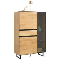 HIGHBOARD Schwarz, Wildeiche  95/148,8/42 cm  - Wildeiche/Schwarz, Natur, Glas/Holz (95/148,8/42cm) - Linea Natura