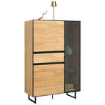 HIGHBOARD Schwarz, Wildeiche  95/148,8/42 cm  - Wildeiche/Schwarz, Natur, Glas/Holz (95/148,8/42cm) - Linea Natura