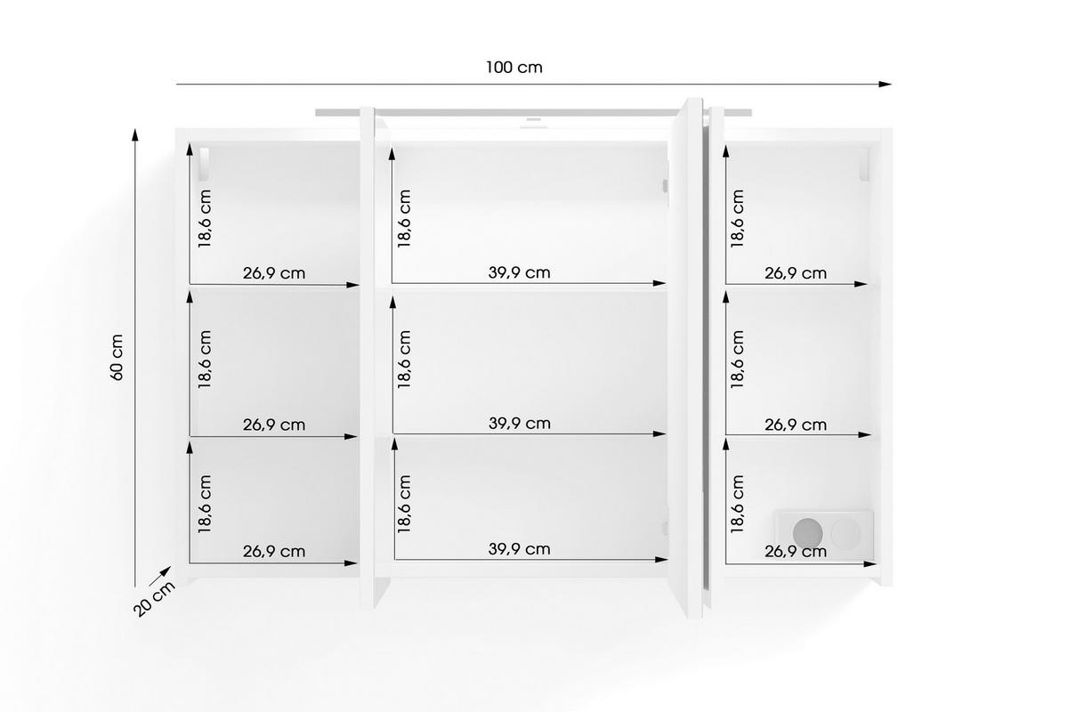 SPIEGELSCHRANK 100/60/20 cm  - Anthrazit, MODERN, Glas/Holzwerkstoff (100/60/20cm) - MID.YOU