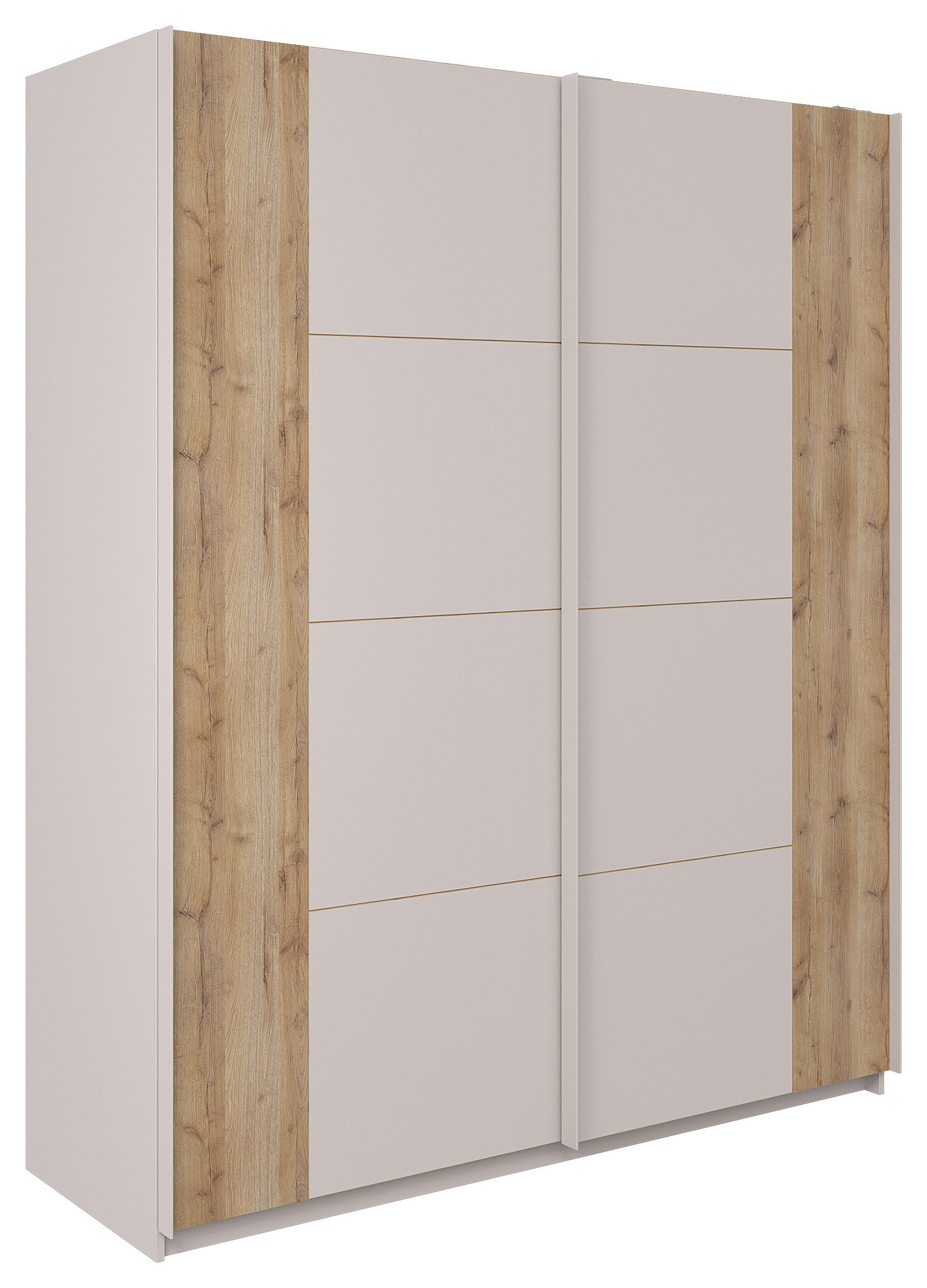 SCHWEBETÜRENSCHRANK 2-türig Eichefarben, Sandfarben  - Sandfarben/Eichefarben, KONVENTIONELL, Holzwerkstoff/Metall (170/211/68cm) - Hom`in