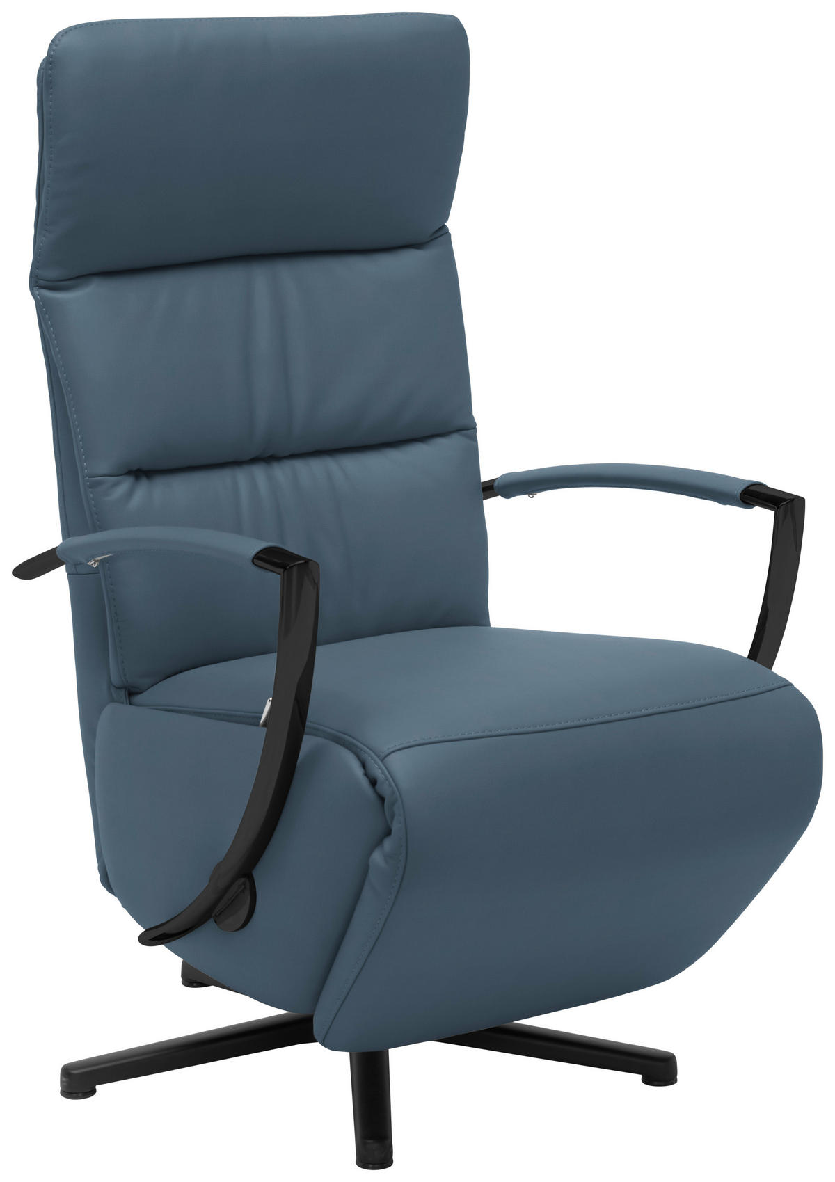 RELAXSESSEL in Leder Graublau  - Graublau/Schwarz, Design, Leder/Metall (64/112/80cm) - Cantus