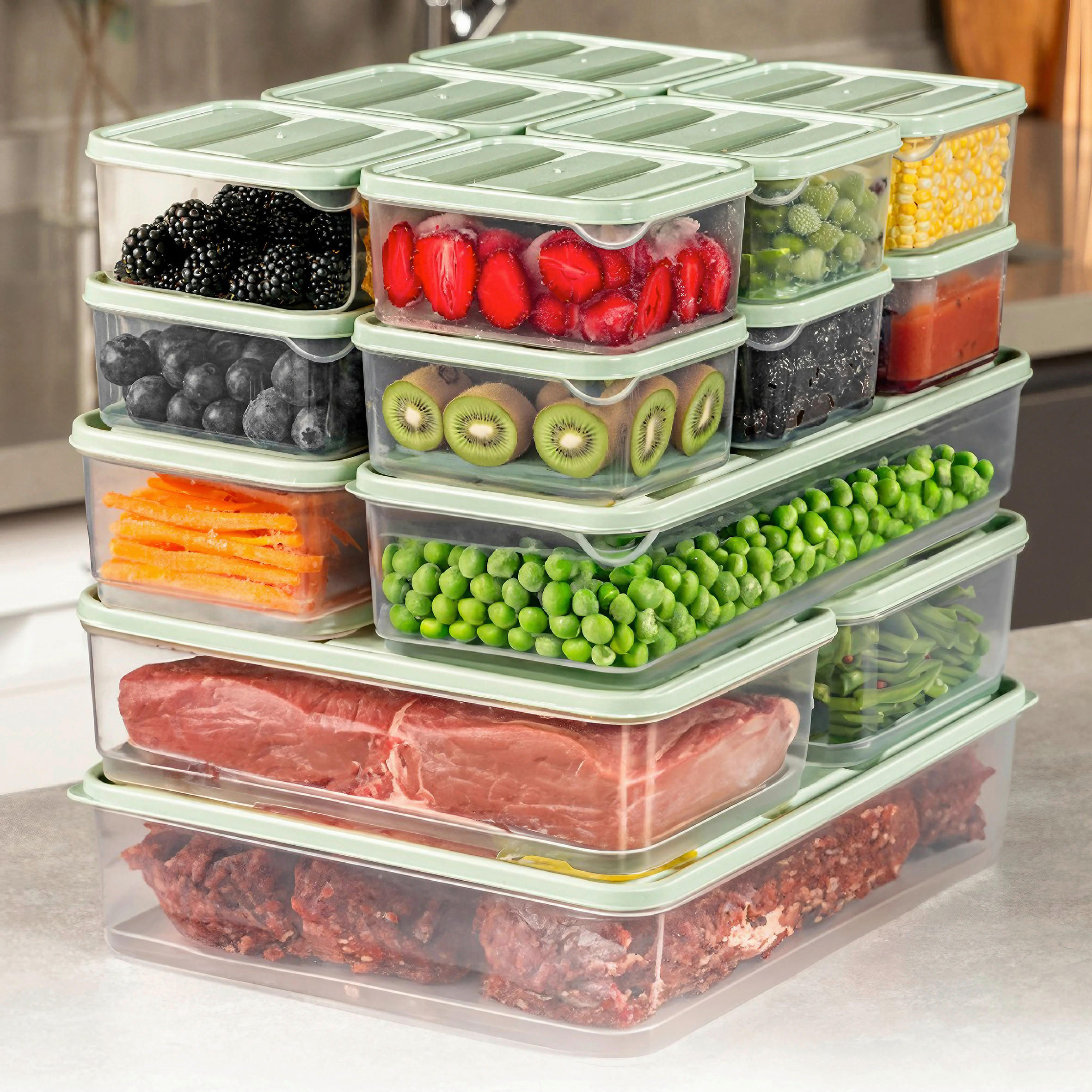 Vorratsdosenset Mintgrün 17-Teilig