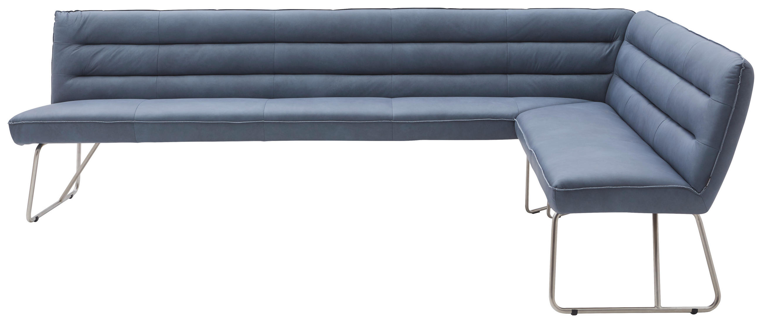 ECKBANK 284/184 cm  in Blaugrau  - Edelstahlfarben/Blaugrau, Design, Leder/Metall (284/184cm) - Dieter Knoll
