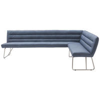 ECKBANK 284/184 cm Echtleder Blaugrau Metall   - Edelstahlfarben/Blaugrau, Design, Leder/Metall (284/184cm) - Dieter Knoll