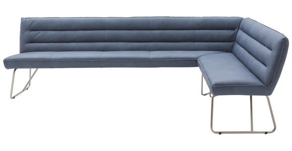 ECKBANK 284/184 cm  in Blaugrau  - Edelstahlfarben/Blaugrau, Design, Leder/Metall (284/184cm) - Dieter Knoll