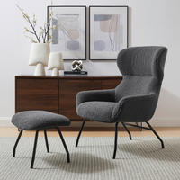 SESSELSET in Teddystoff Anthrazit  - Anthrazit/Schwarz, MODERN, Textil/Metall (79/103/82cm) - Livetastic